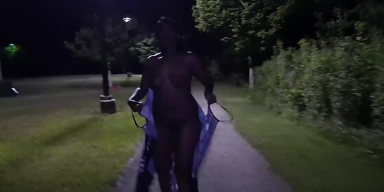 risky late night masturbation at a public park